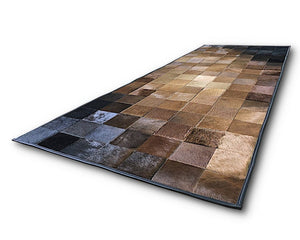 Brown Black Squares Cowhide Patchwork Rug