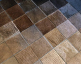 Brown Black Squares Cowhide Patchwork Rug
