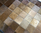Brown Black Squares Cowhide Patchwork Rug