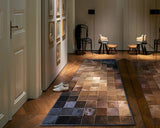 Brown Black Squares Cowhide Patchwork Rug