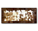 White & Brown Blocks Handmade Cowhide Patchwork Rug
