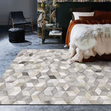 Grey Diamonds Handmade Cowhide Patchwork Rug