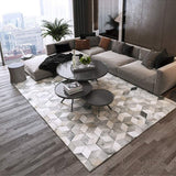 Grey Diamonds Handmade Cowhide Patchwork Rug