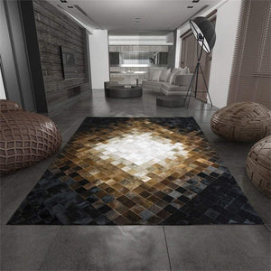 White & Black Squares Handmade Cowhide Patchwork Rug