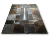 Dark Brown Blocks Handmade Cowhide Patchwork Rug
